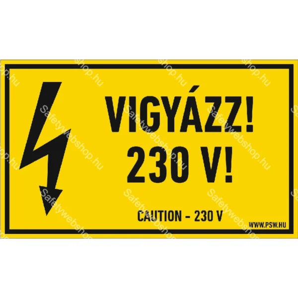Vigyázz! 230 V! matrica / tábla