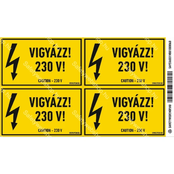 Vigyázz! 230 V! matrica / tábla - Image 2