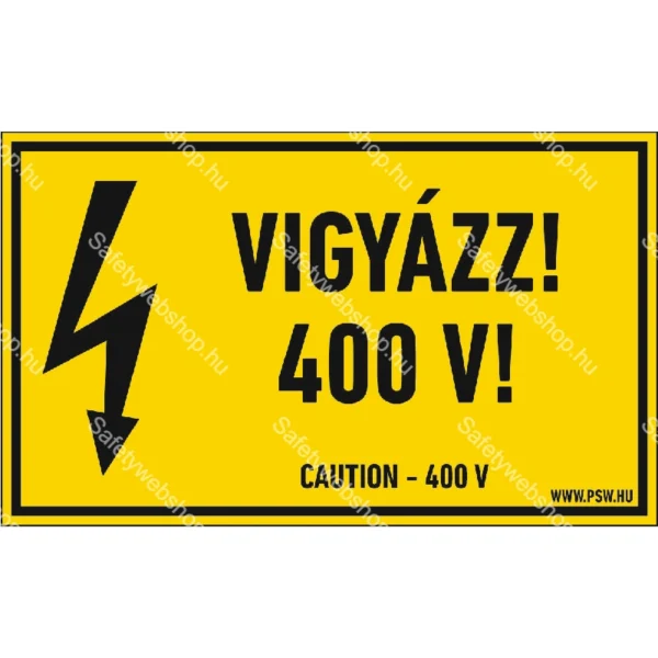Vigyázz! 400 V! matrica / tábla