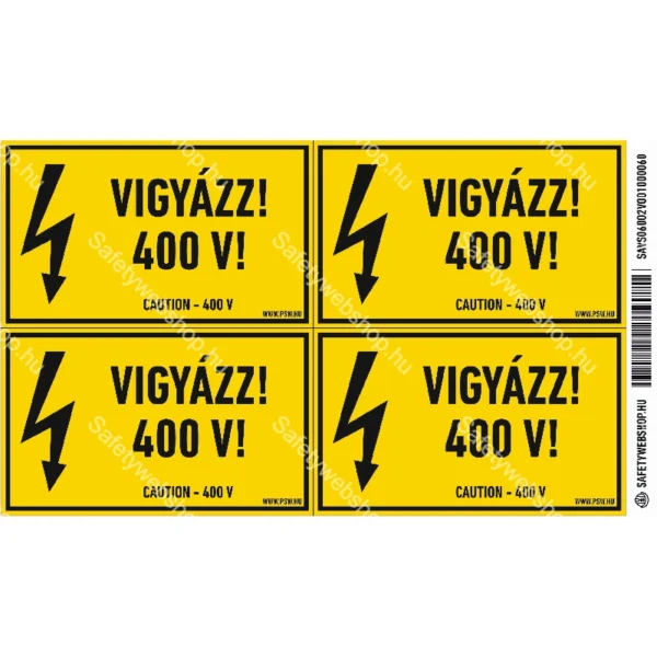 Vigyázz! 400 V! matrica / tábla - Image 2