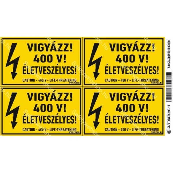 Vigyázz! 400 V! Életveszélyes! matrica / tábla - Image 2