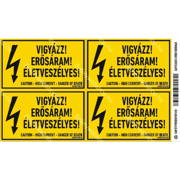 Vigyázz! Erősáram! Életveszélyes! matrica / tábla - Image 2