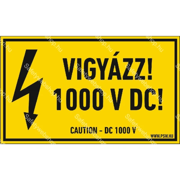 Vigyázz! 1000 V DC! matrica / tábla
