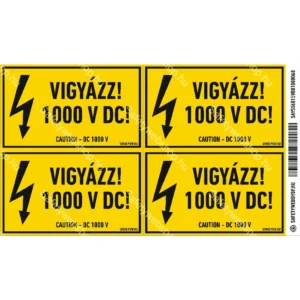 Vigyázz! 1000 V DC! matrica / tábla