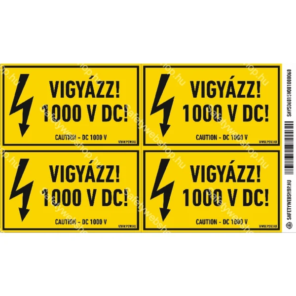 Vigyázz! 1000 V DC! matrica / tábla - Image 2