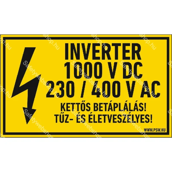 Inverter 1000 V DC / 230 / 400 V AC! matrica / tábla