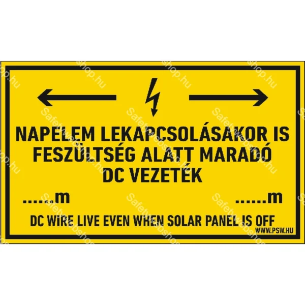 Napelem lekapcsolásakor is feszültség alatt maradó DC vezeték! matrica / tábla