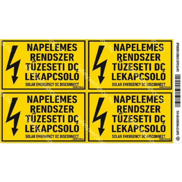 Napelemes rendszer tűzeseti DC lekapcsoló! matrica / tábla - Image 2