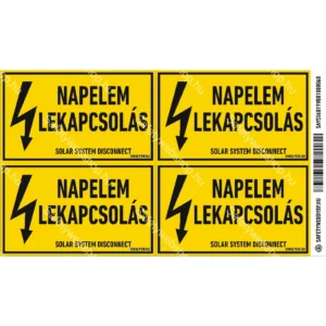 Napelem lekapcsolás matrica / tábla