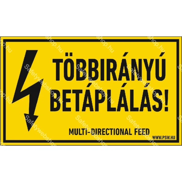 Többirányú betáplálás! matrica / tábla