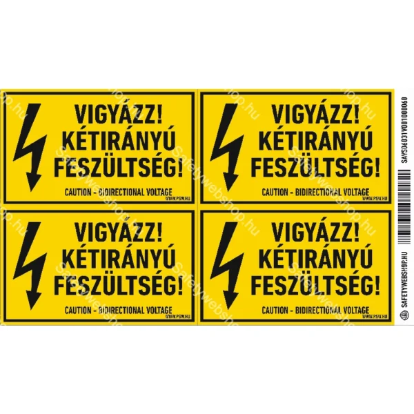 Vigyázz! Kétirányú feszültség! matrica / tábla - Image 2