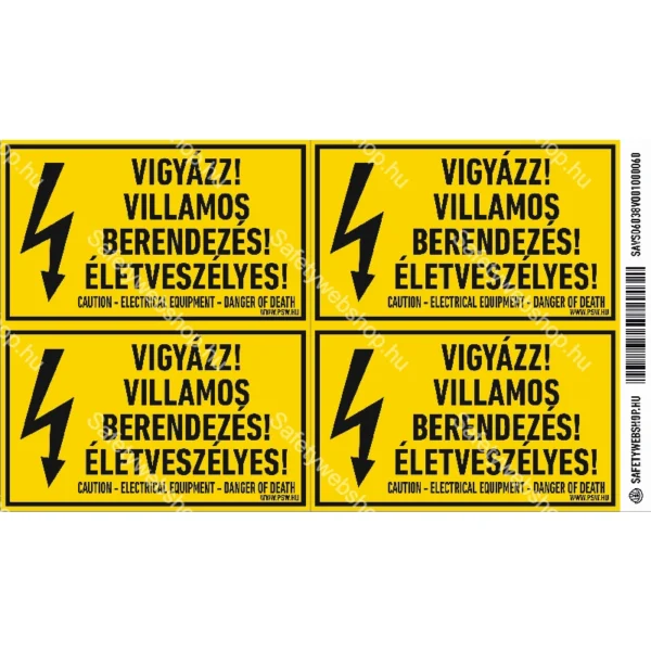 Vigyázz! Villamos berendezés! Életveszélyes! matrica / tábla - Image 2