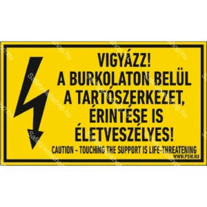 Vigyázz! A burkolaton belül a tartószerkezet érintése is életveszélyes! Matrica