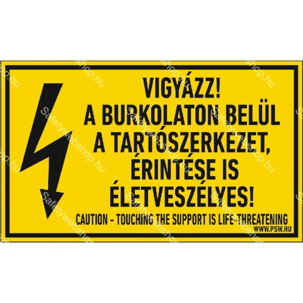 Vigyázz! A burkolaton belül a tartószerkezet érintése is életveszélyes! Matrica