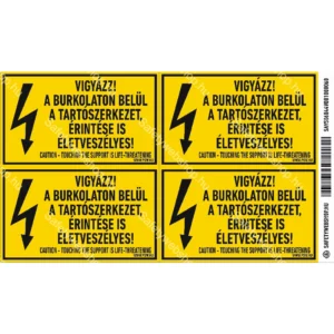Vigyázz! A burkolaton belül a tartószerkezet érintése is életveszélyes! Matrica