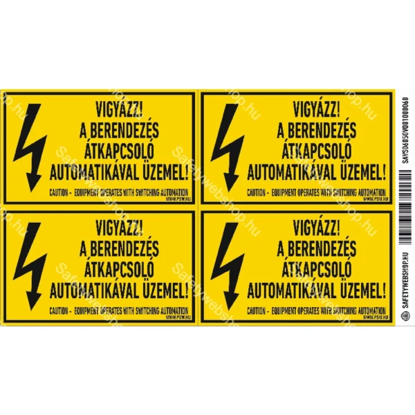 Vigyázz! A berendezés átkapcsoló automatikával üzemel! matrica / tábla - Image 2