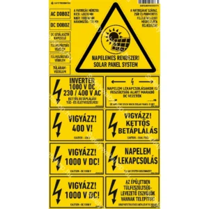 Napelem matricaszett  / Vinyl, öntapadó matrica / 200 mm x 375 mm