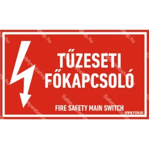 Tűzeseti főkapcsoló matrica / tábla
