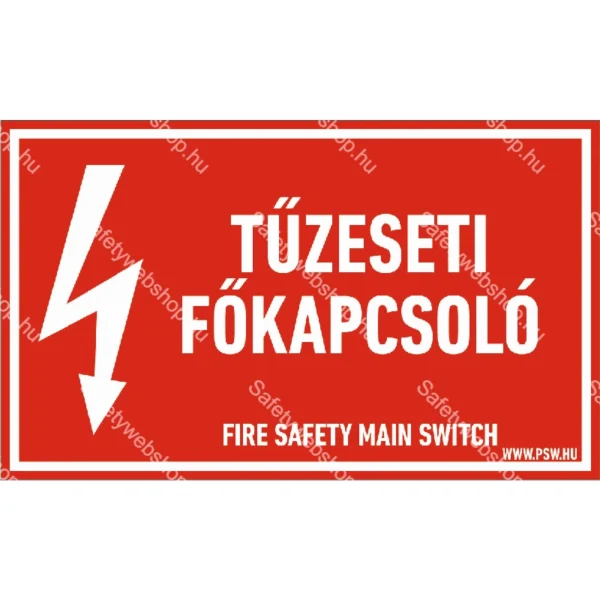 Tűzeseti főkapcsoló matrica / tábla