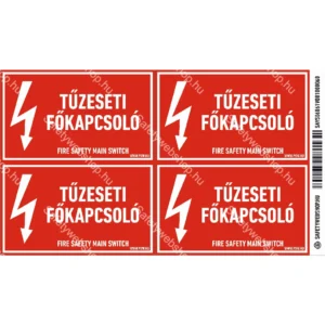 Tűzeseti főkapcsoló matrica / tábla