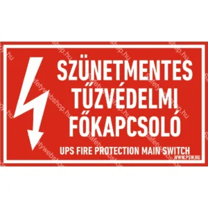 Szünetmentes tűzvédelmi főkapcsoló matrica