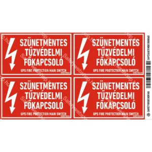 Szünetmentes tűzvédelmi főkapcsoló matrica