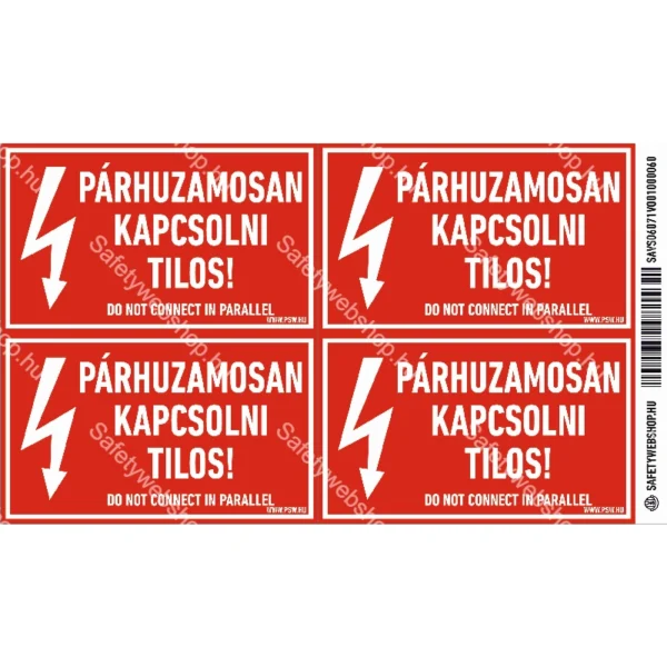 Párhuzamosan kapcsolni tilos! matrica / tábla - Image 2