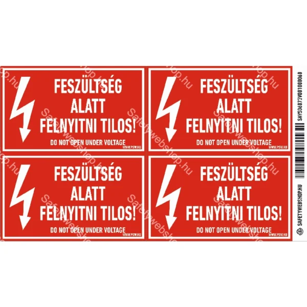 Feszültség alatt felnyitni tilos! Matrica - Image 2