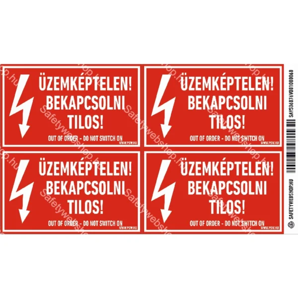 Üzemképtelen! Bekapcsolni tilos! matrica / tábla - Image 2