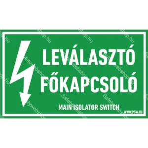 Leválasztó főkapcsoló matrica / tábla