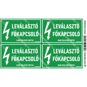 Leválasztó főkapcsoló matrica / tábla