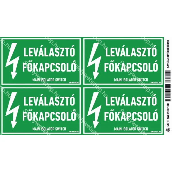 Leválasztó főkapcsoló matrica / tábla - Image 2