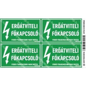 Erőátviteli főkapcsoló matrica / tábla
