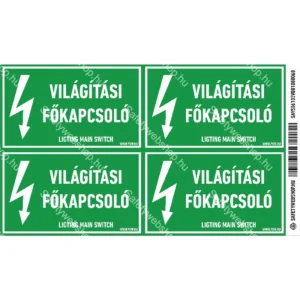 Világítási főkapcsoló matrica / tábla