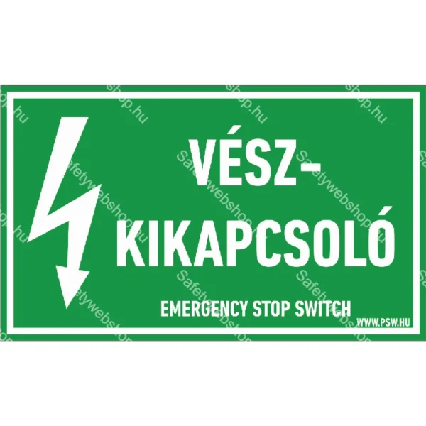 Vészkikapcsoló matrica / tábla
