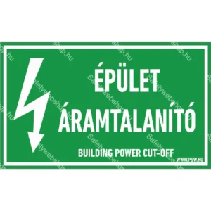 Épület áramtalanító matrica / tábla