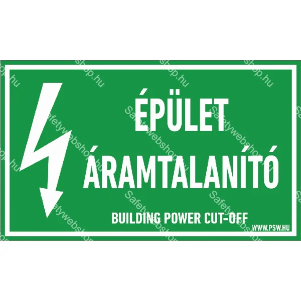 Épület áramtalanító matrica / tábla