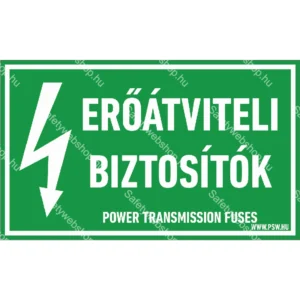 Erőátviteli biztosítók matrica / tábla