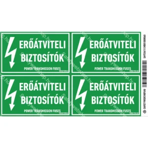 Erőátviteli biztosítók matrica / tábla