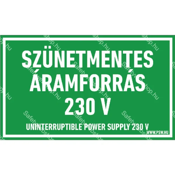 Szünetmentes áramforrás 230 V matrica / tábla