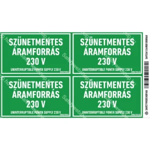 Szünetmentes áramforrás 230 V matrica / tábla