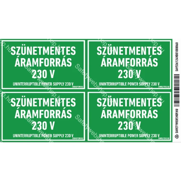 Szünetmentes áramforrás 230 V matrica / tábla - Image 2