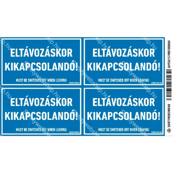 Eltávozáskor kikapcsolandó! matrica / tábla - Image 2