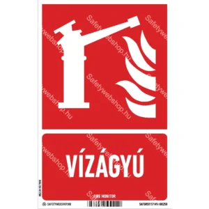 Vízágyú matrica / tábla (ISO 7010-F015 piktogram + felirat)