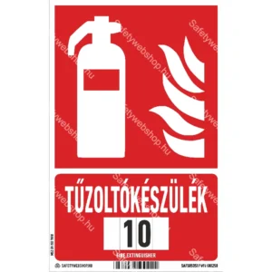 Tűzoltókészülék, sorszámozható matrica / tábla (ISO 7010-F001 piktogram + felirat)