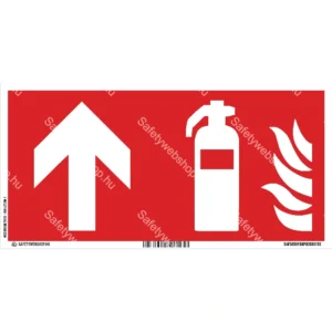 Tűzoltó készülék, előre – fel matrica / tábla (ISO 7010-F001 piktogram)
