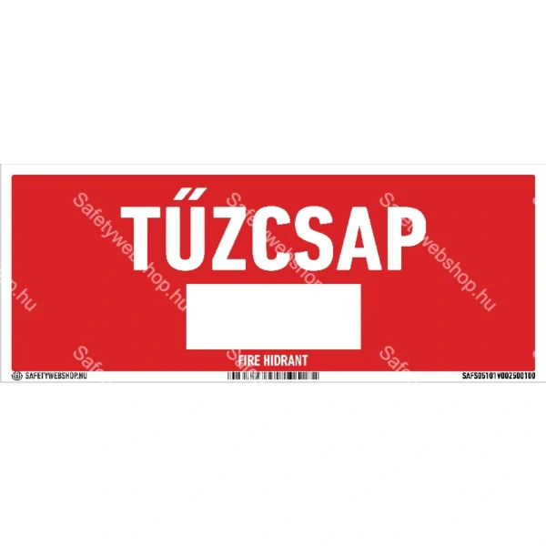 Tűzcsap sorszámoható matrica / tábla (felirat)