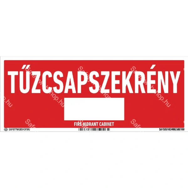 Tűzcsapszekrény sorszámoható matrica / tábla (felirat)