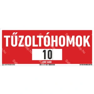 Tűzoltóhomok sorszámoható matrica / tábla (felirat)
