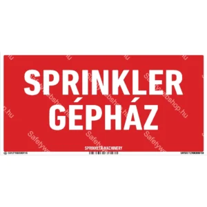 Sprinkler gépház matrica / tábla